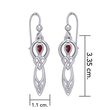 Celtic Knotwork Goddess with Gemstone Silver Earrings TER2051 - Jewelry